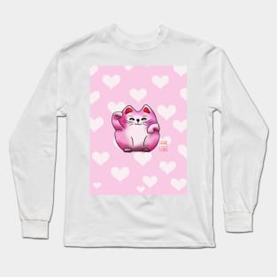 Lucky cat, pink maneki Long Sleeve T-Shirt